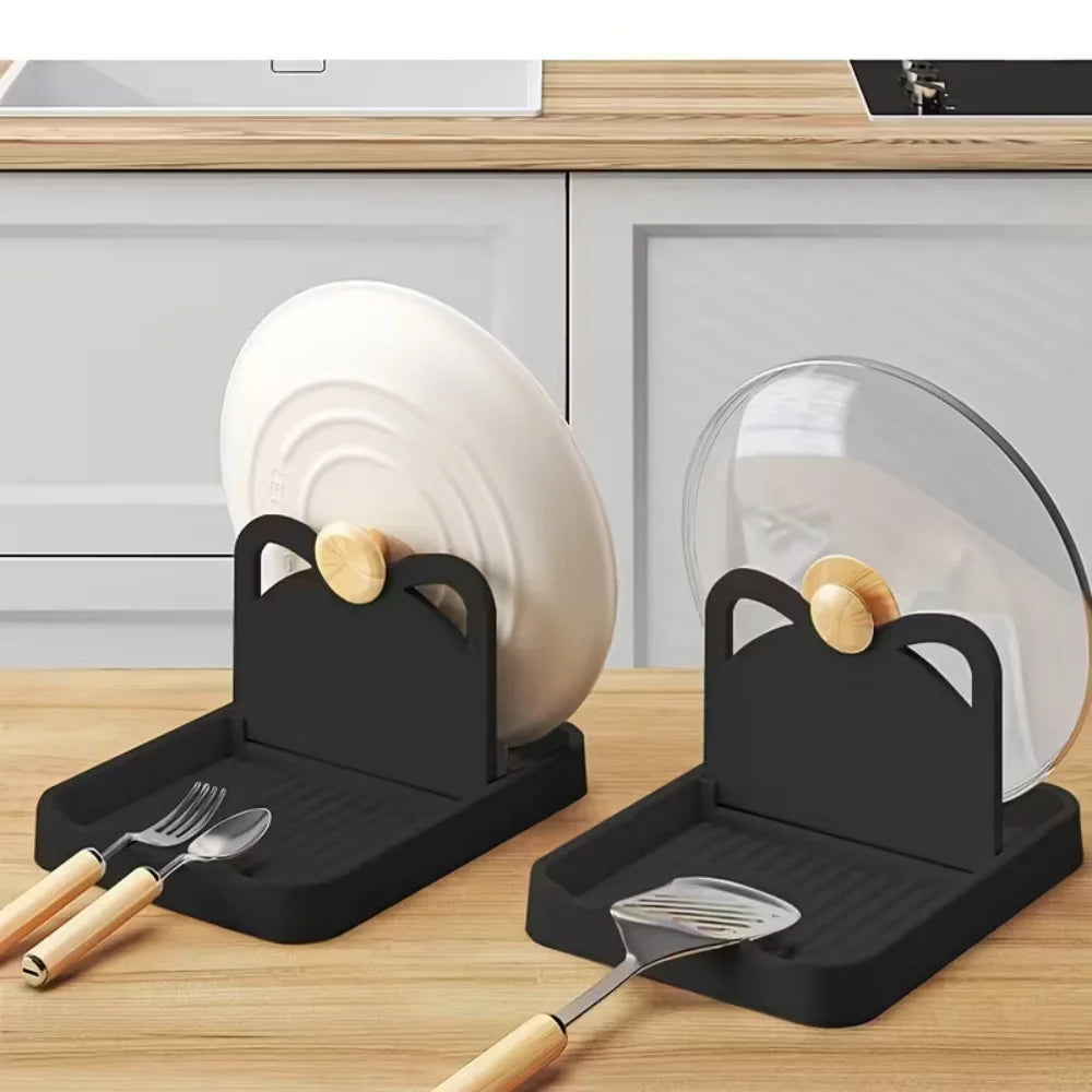 Reposa cucharas y tapas de silicona para cocina — multiusos, antideslizante y apto lavavajillas