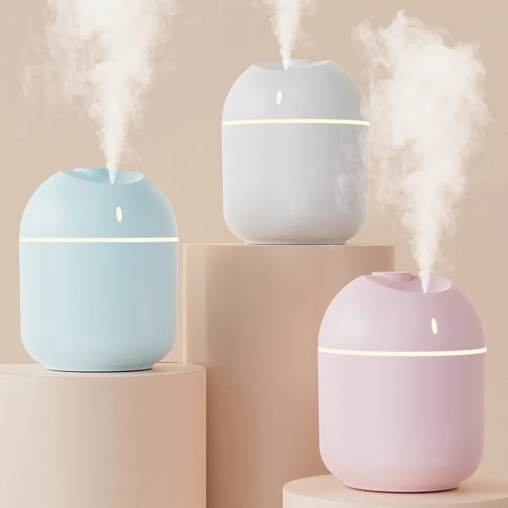 Humidificador USB 270ml con luz nocturna LED — silencioso, apagado automático para hogar y oficina
