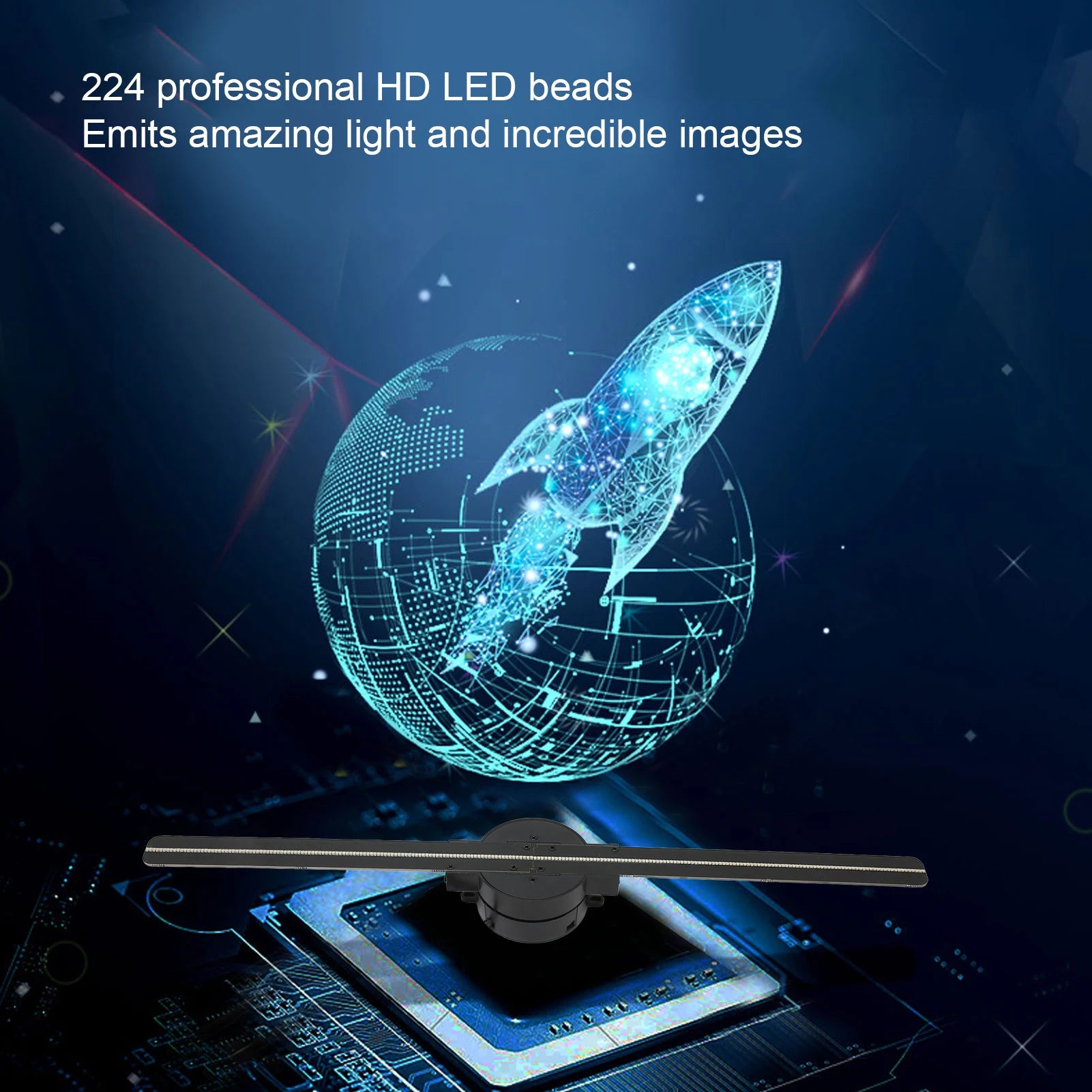Ventilador holográfico 3D WiFi 16.5" — proyector de imágenes flotantes para negocios y eventos