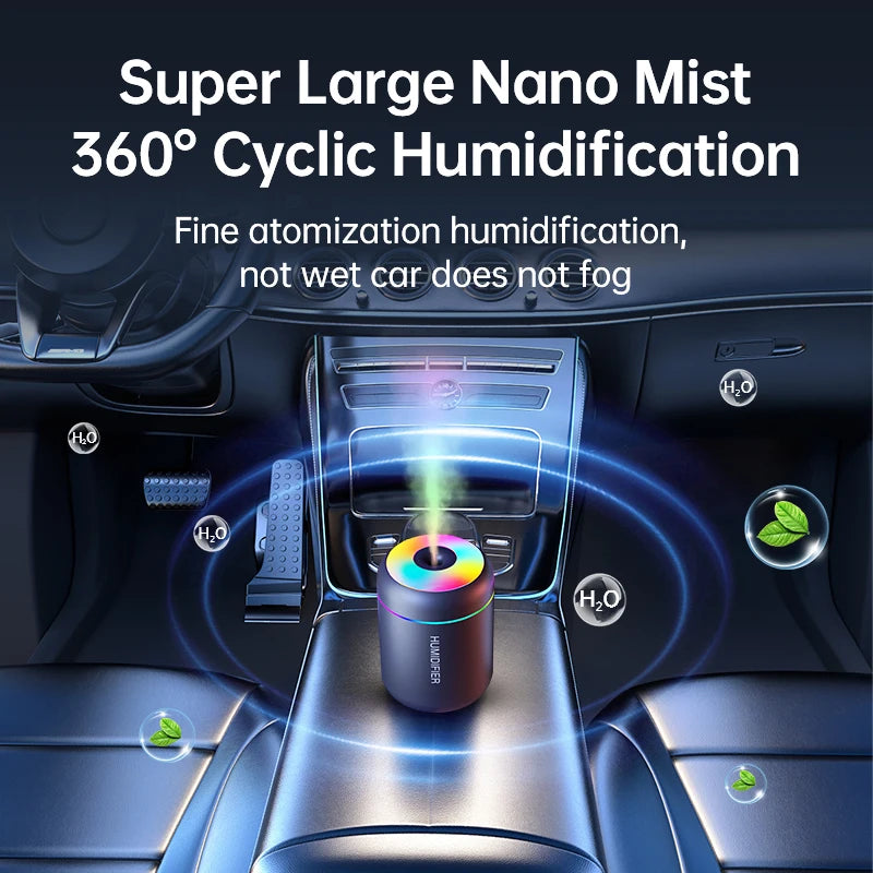 Mini humidificador aromaterapia USB 180ml — difusor de aceites esenciales para coche y hogar