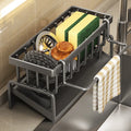 Estante organizador de fregadero con grifo — almacenamiento de especias y accesorios de cocina