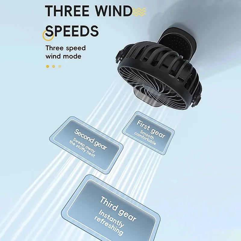 Ventilador portátil recargable con clip — 720° y luz nocturna integrada
