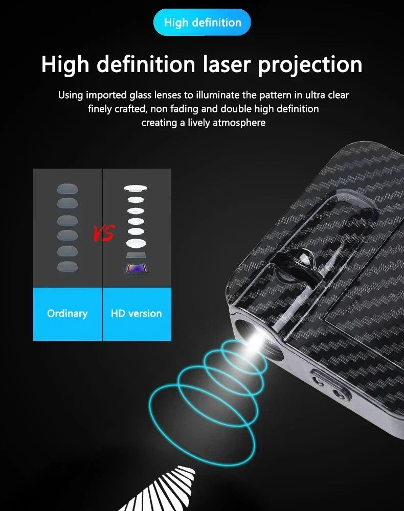 Proyector láser para puertas de coche — luz de bienvenida automática sin cableado