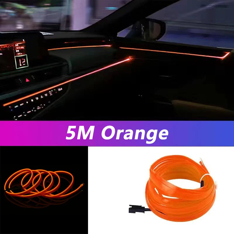 Tira de luz neón flexible 5m USB — luz ambiental para coche, habitación y decoración
