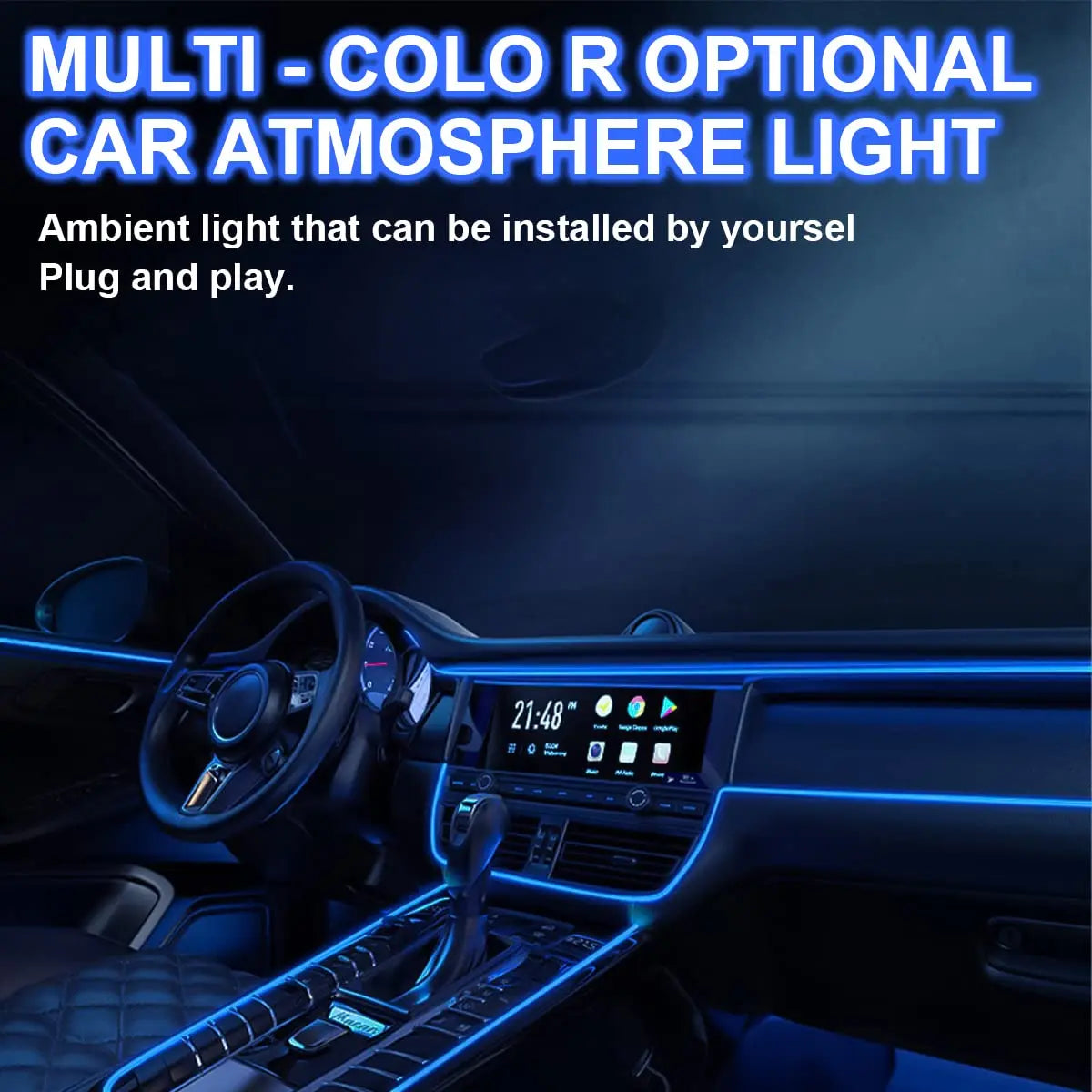 Tira de luz neón flexible 5m USB — luz ambiental para coche, habitación y decoración
