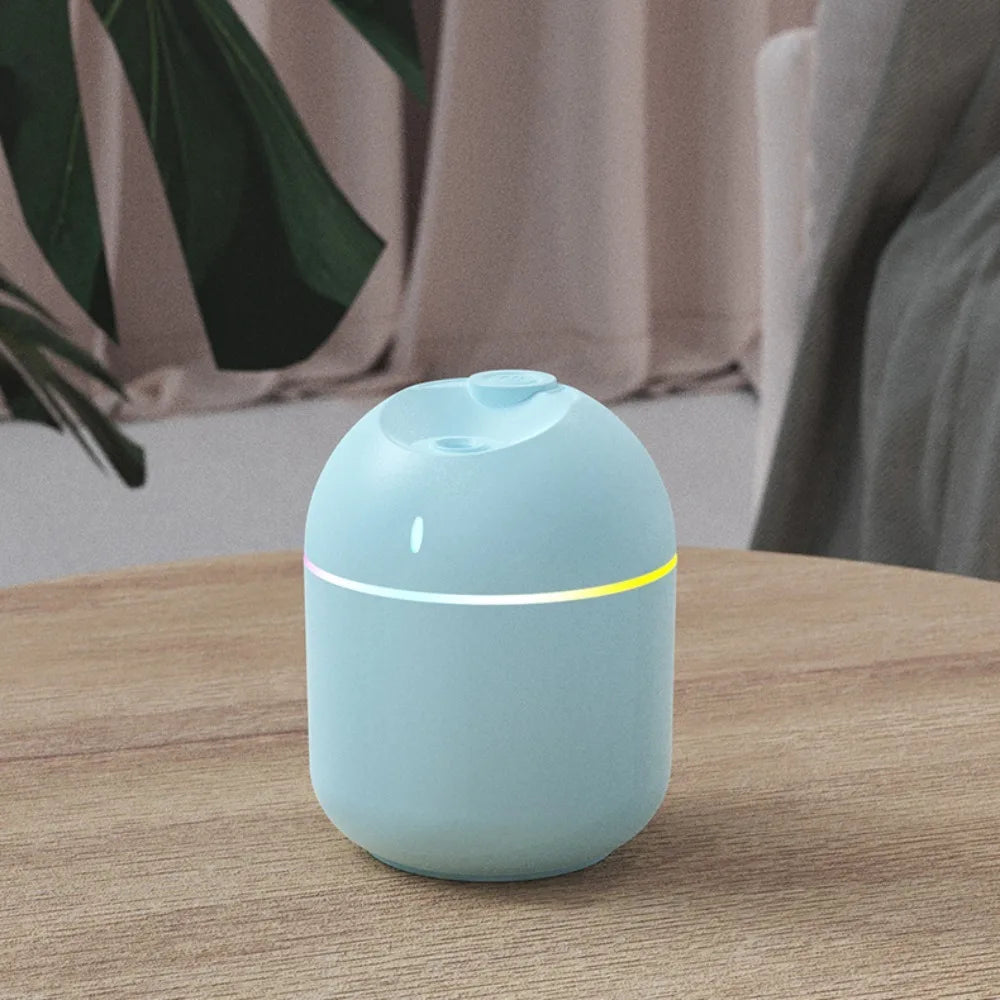 Humidificador USB 270ml con luz nocturna LED — silencioso, apagado automático para hogar y oficina
