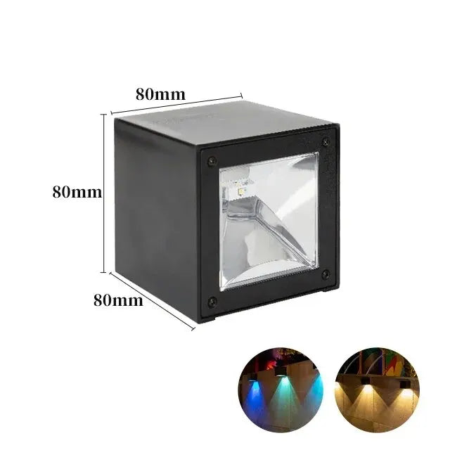 Lámpara solar LED exterior cuadrada IP65 — sensor automático para patio, balcón y jardín