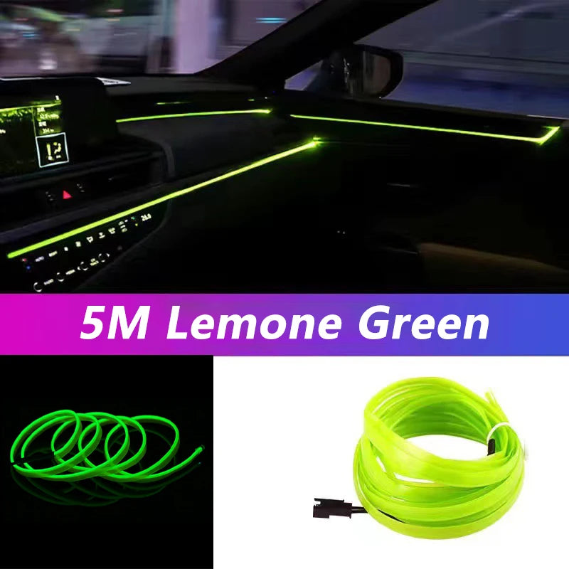 Tira de luz neón flexible 5m USB — luz ambiental para coche, habitación y decoración