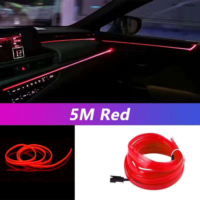 Tira de luz neón flexible 5m USB — luz ambiental para coche, habitación y decoración