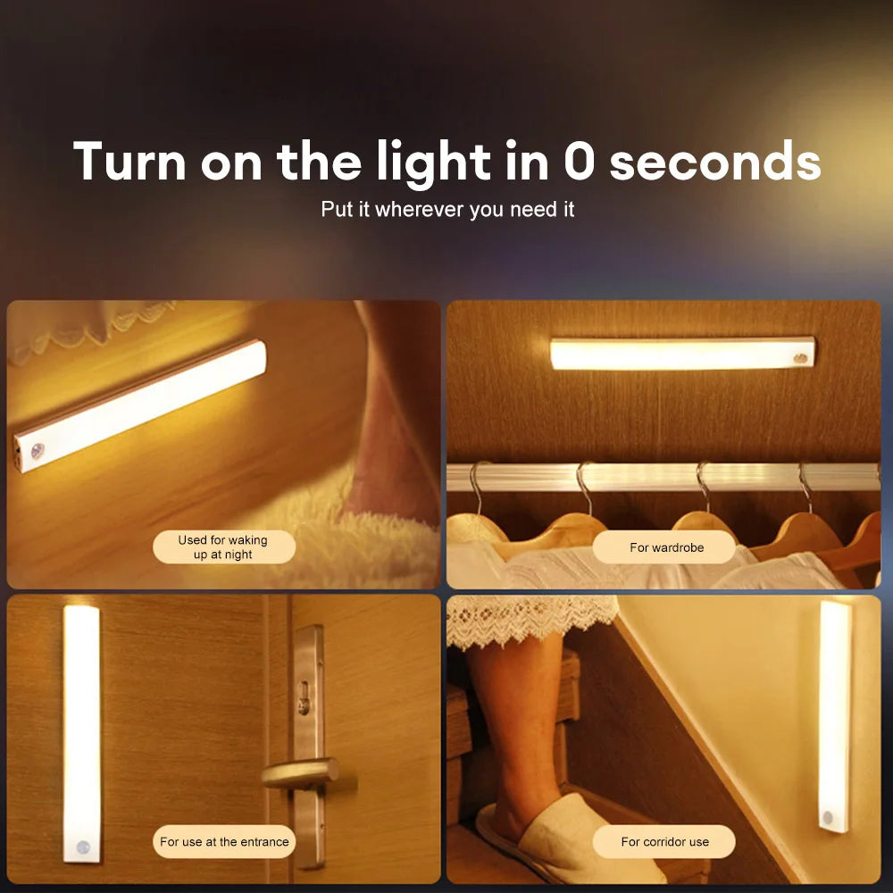 Luz LED con sensor de movimiento recargable USB-C — para armario, cocina y pasillo