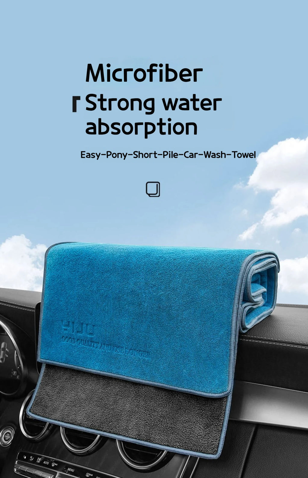 Toalla de microfibra para coche — ultrasuave, sin pelusa y súper absorbente
