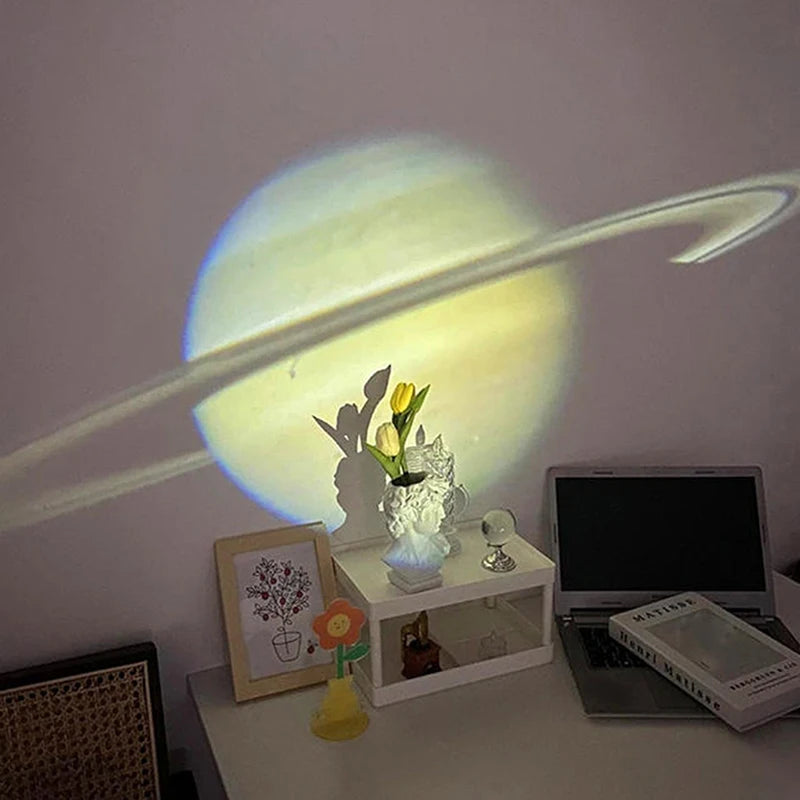 Proyector de estrellas y galaxias USB — luz nocturna giratoria 360° para dormitorio