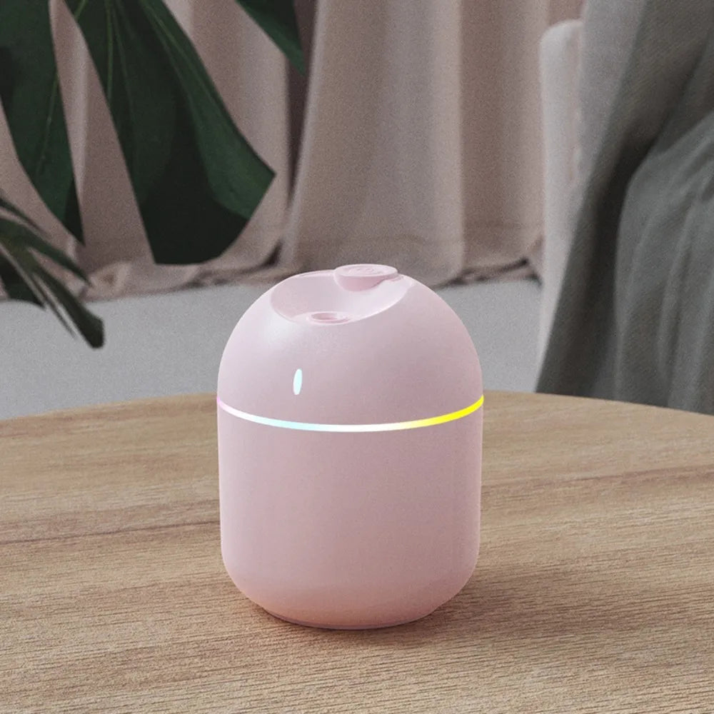 Humidificador USB 270ml con luz nocturna LED — silencioso, apagado automático para hogar y oficina