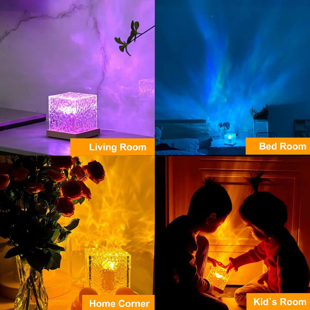 Proyector de auroras boreales con 16 colores LED — rotación automática y mando a distancia
