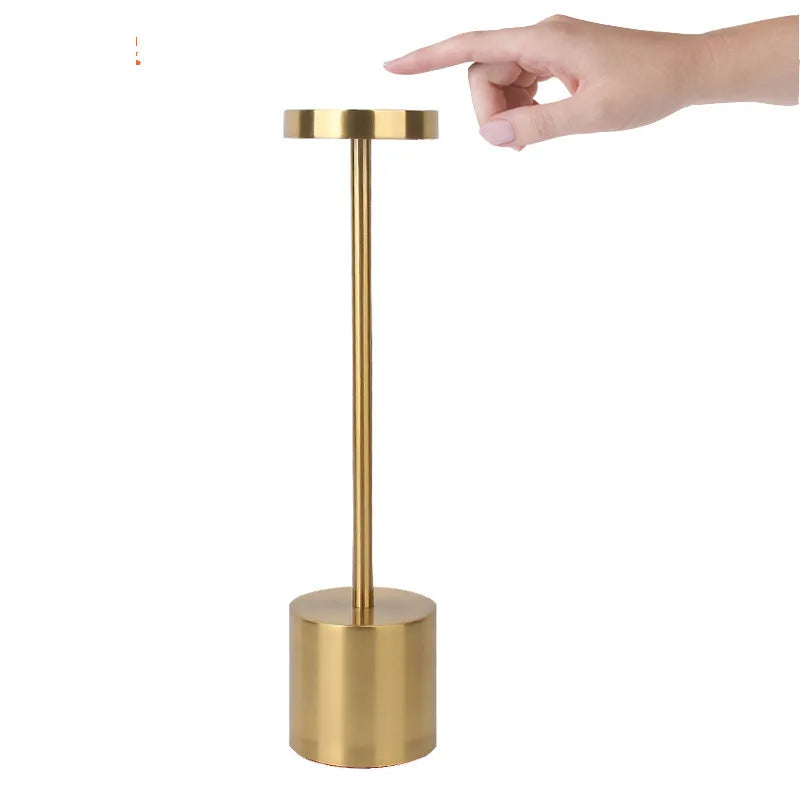 Lámpara de mesa LED portátil recargable — táctil, 3 colores y brillo ajustable