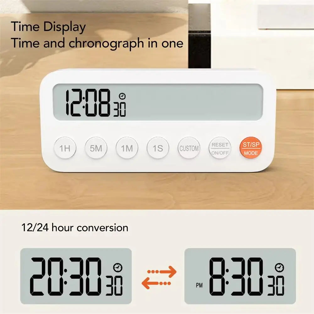 Temporizador de cocina digital magnético — cuenta atrás y adelante, 3 volúmenes y pantalla clara