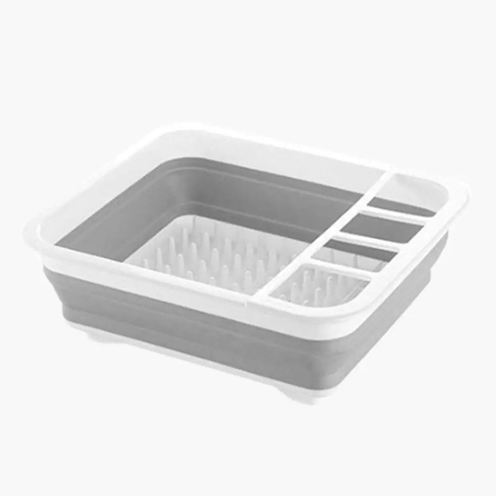 Escurreplatos plegable con bandeja de drenaje y compartimentos para cubiertos — 34,5x28,5cm