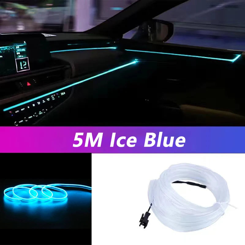 Tira de luz neón flexible 5m USB — luz ambiental para coche, habitación y decoración