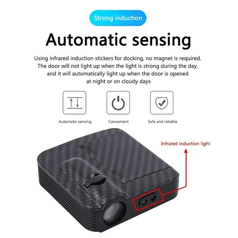 Proyector láser para puertas de coche — luz de bienvenida automática sin cableado