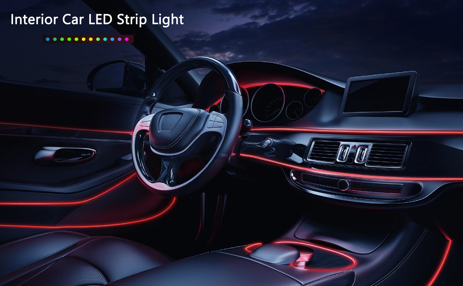 Tira de luz neón flexible 5m USB — luz ambiental para coche, habitación y decoración