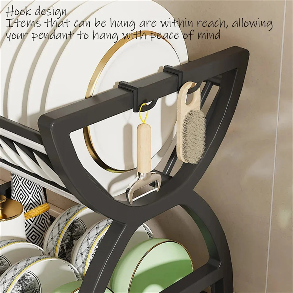 Estante organizador de cocina con escurridor — para platos, cuencos y utensilios