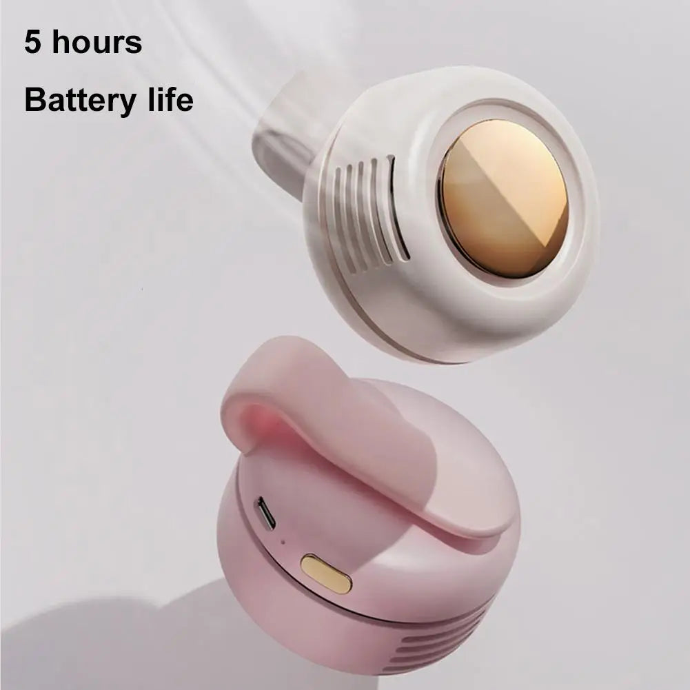 Mini ventilador portátil sin aspas con clip — silencioso, recargable y 3 velocidades
