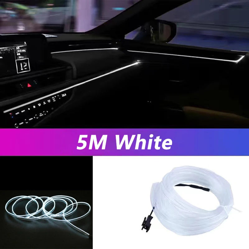 Tira de luz neón flexible 5m USB — luz ambiental para coche, habitación y decoración