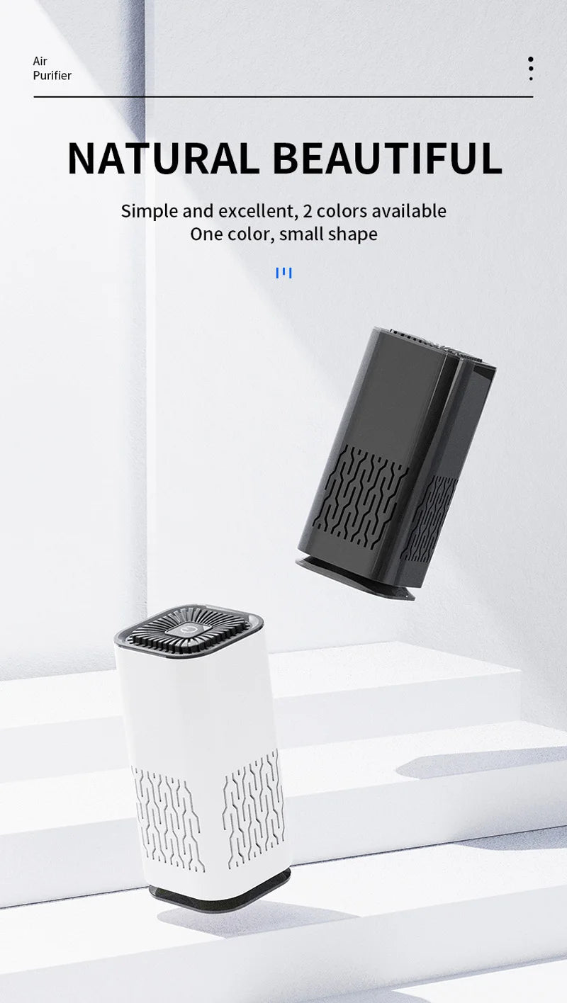 Purificador de aire portátil USB de iones negativos — elimina olores, humo y polvo