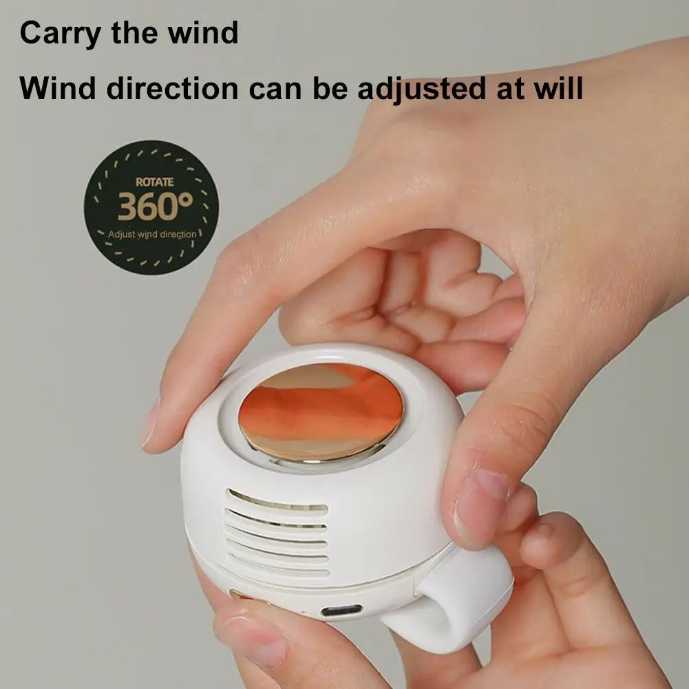 Mini ventilador portátil sin aspas con clip — silencioso, recargable y 3 velocidades