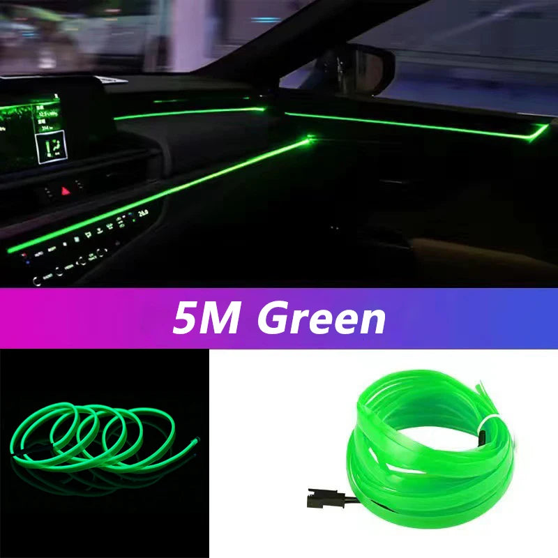 Tira de luz neón flexible 5m USB — luz ambiental para coche, habitación y decoración