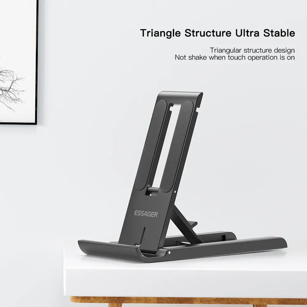 Soporte Plegable para Móvil y Tablet — Base de Escritorio Portátil Universal Ajustable