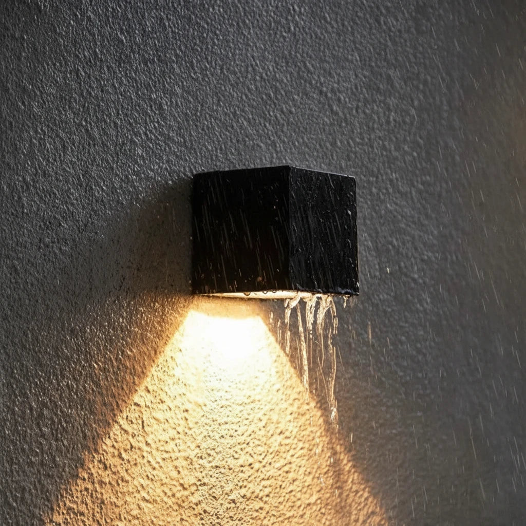 Lámpara solar LED exterior cuadrada IP65 — sensor automático para patio, balcón y jardín