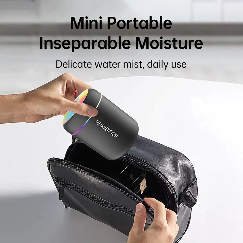 Mini humidificador aromaterapia USB 180ml — difusor de aceites esenciales para coche y hogar