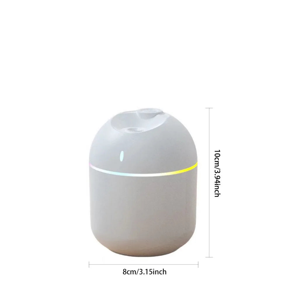 Humidificador USB 270ml con luz nocturna LED — silencioso, apagado automático para hogar y oficina