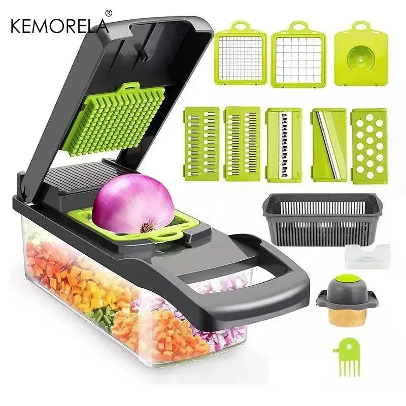 Cortador de Verduras Multifunción 14 en 1 / 16 en 1 – Mandolina Profesional con Cuchillas de Acero Inoxidable