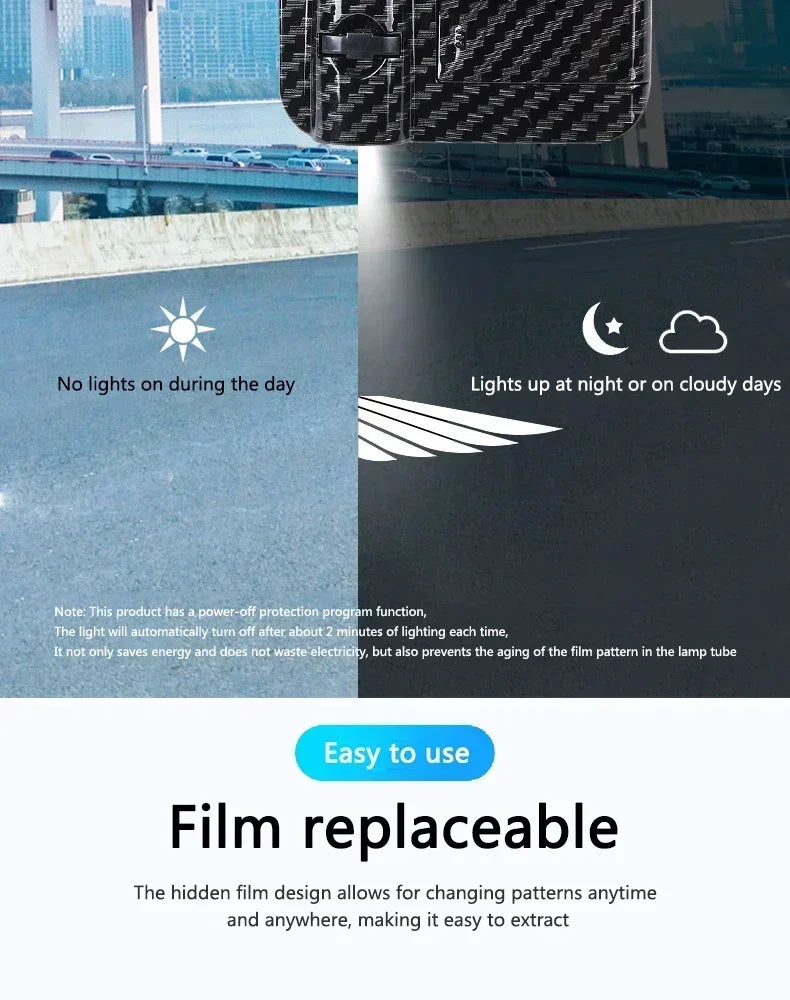 Proyector láser para puertas de coche — luz de bienvenida automática sin cableado