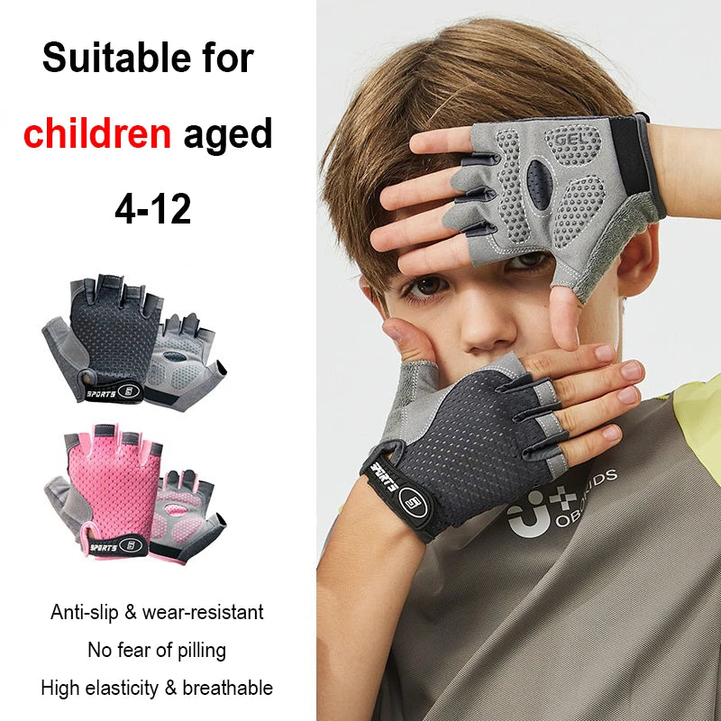 Guantes de ciclismo y patineta para niños — antideslizantes, transpirables, 4 a 12 años