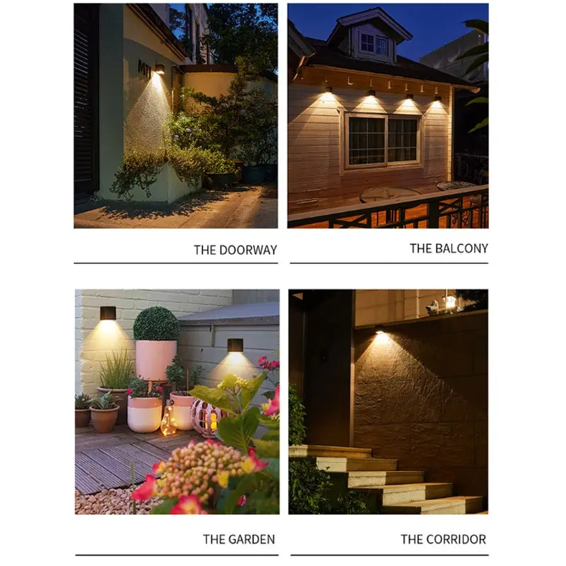 Lámpara solar LED exterior cuadrada IP65 — sensor automático para patio, balcón y jardín