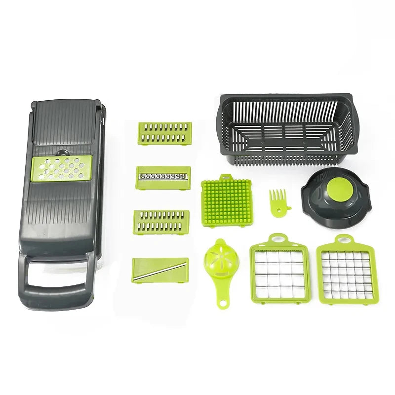 Cortador de Verduras Multifunción 14 en 1 / 16 en 1 – Mandolina Profesional con Cuchillas de Acero Inoxidable