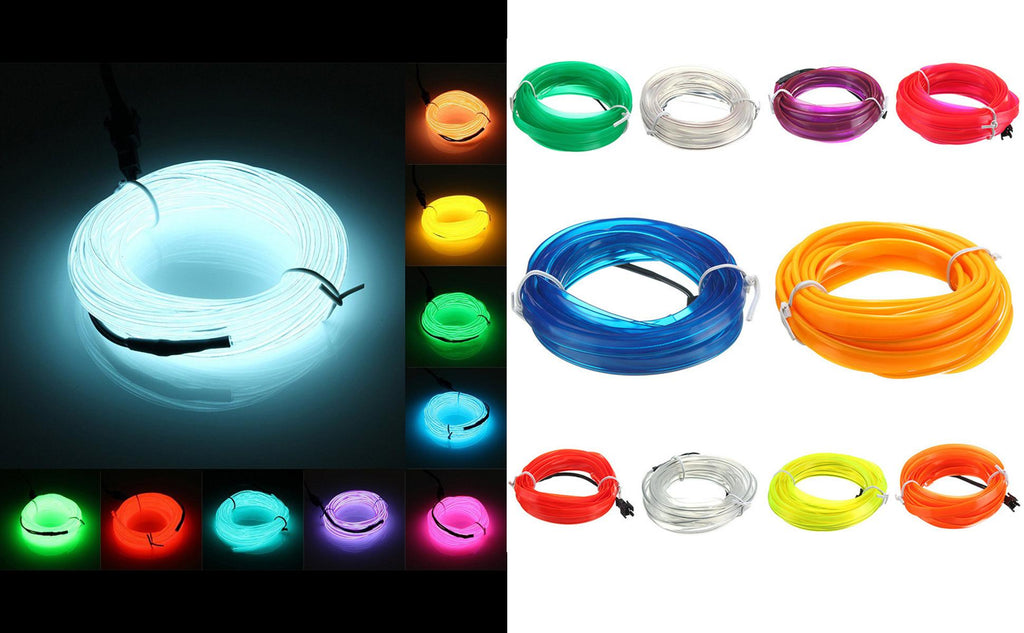 Tira de luz neón flexible 5m USB — luz ambiental para coche, habitación y decoración
