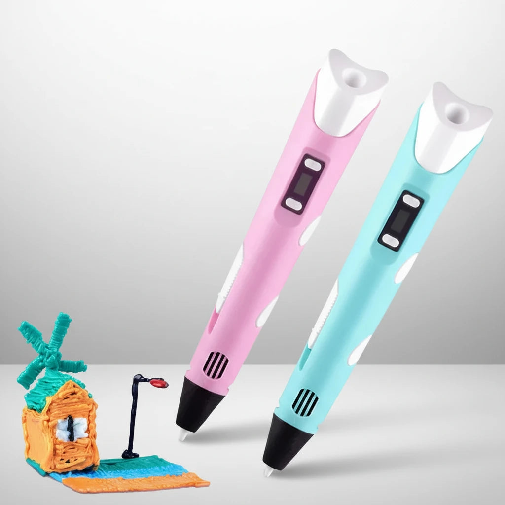 Bolígrafo de impresión 3D para niños con estuche — filamento PLA y pantalla LED incluidos