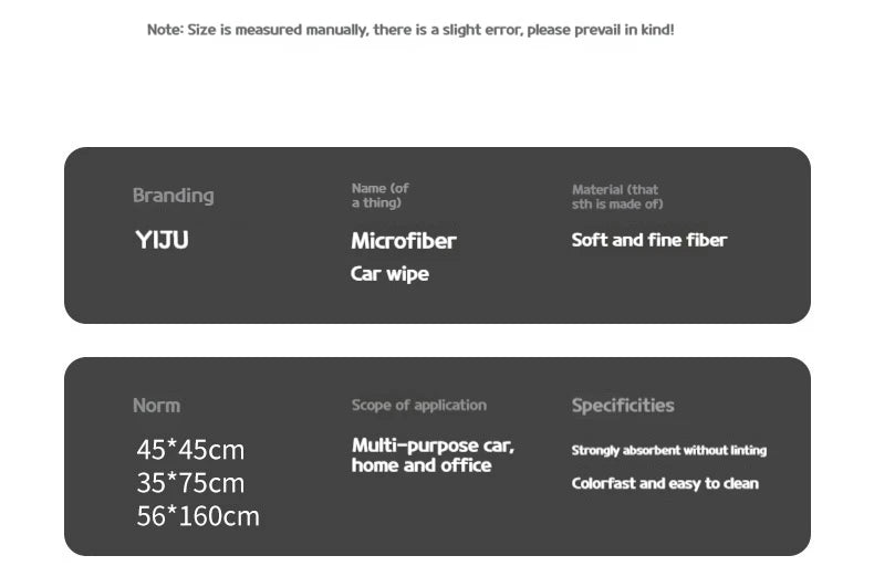Toalla de microfibra para coche — ultrasuave, sin pelusa y súper absorbente