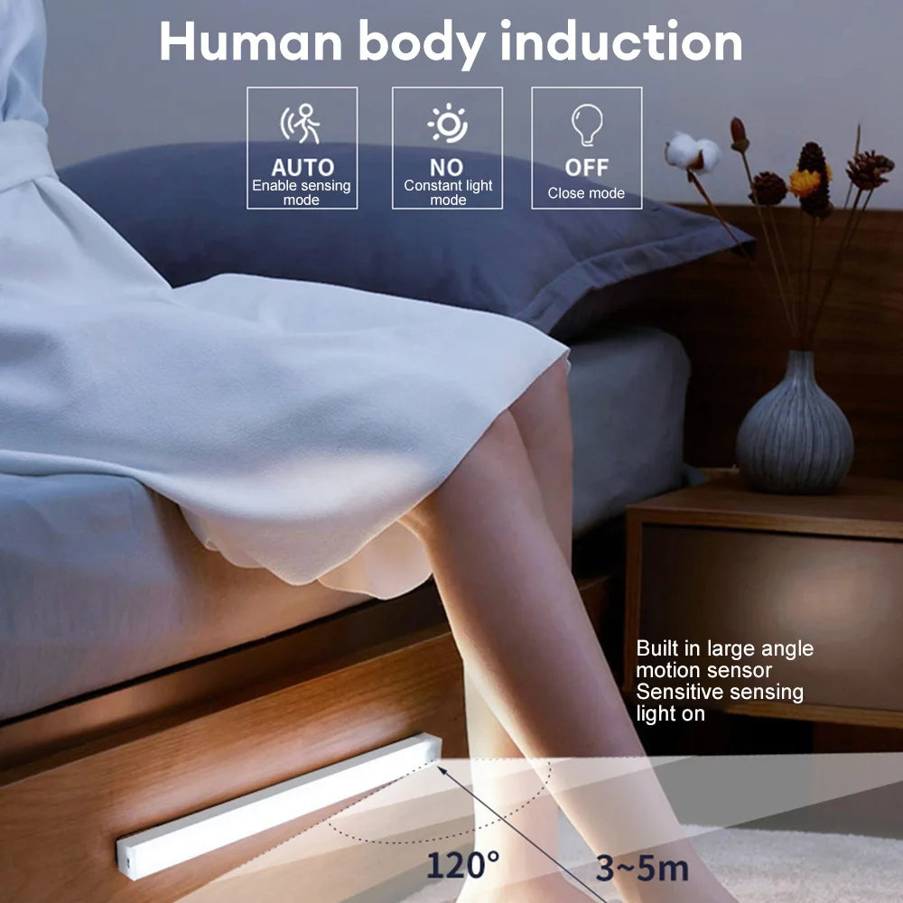 Luz LED con sensor de movimiento recargable USB-C — para armario, cocina y pasillo