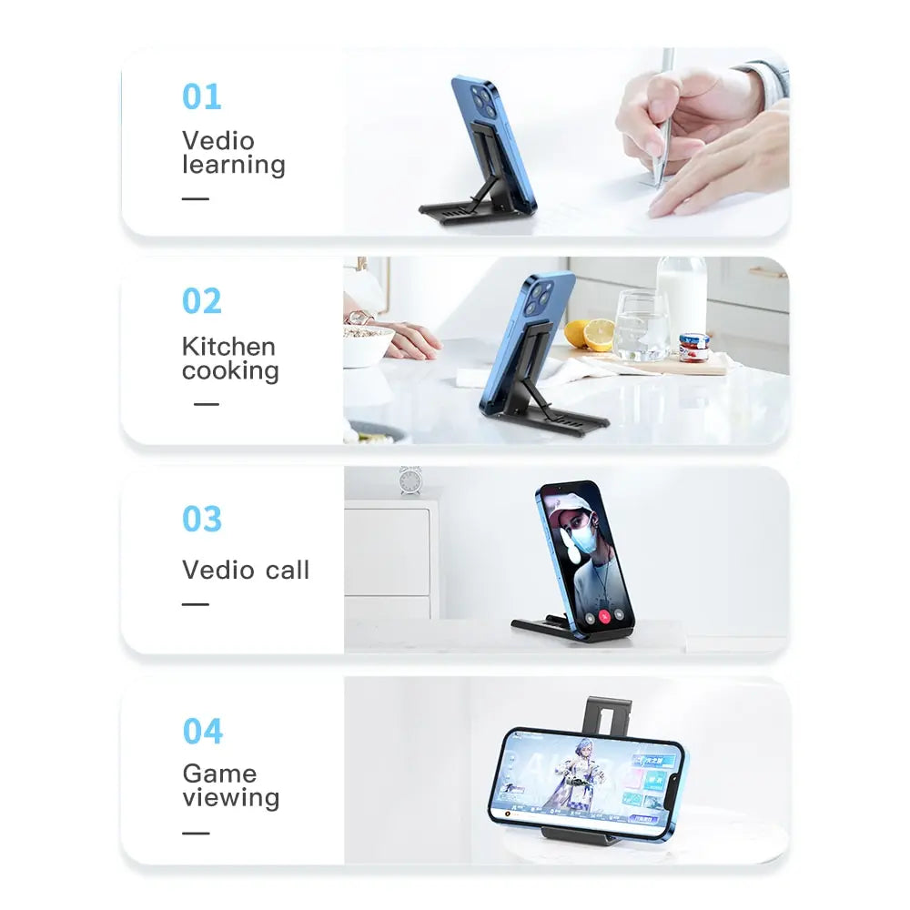 Soporte Plegable para Móvil y Tablet — Base de Escritorio Portátil Universal Ajustable