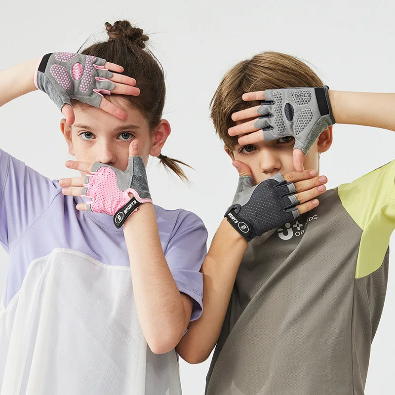 Guantes de ciclismo y patineta para niños — antideslizantes, transpirables, 4 a 12 años