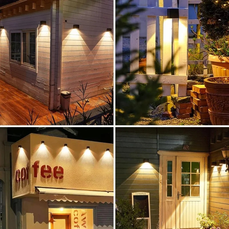 Lámpara solar LED exterior cuadrada IP65 — sensor automático para patio, balcón y jardín