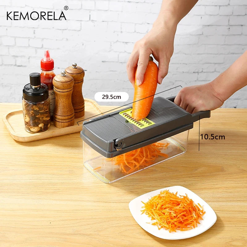 Cortador de Verduras Multifunción 14 en 1 / 16 en 1 – Mandolina Profesional con Cuchillas de Acero Inoxidable